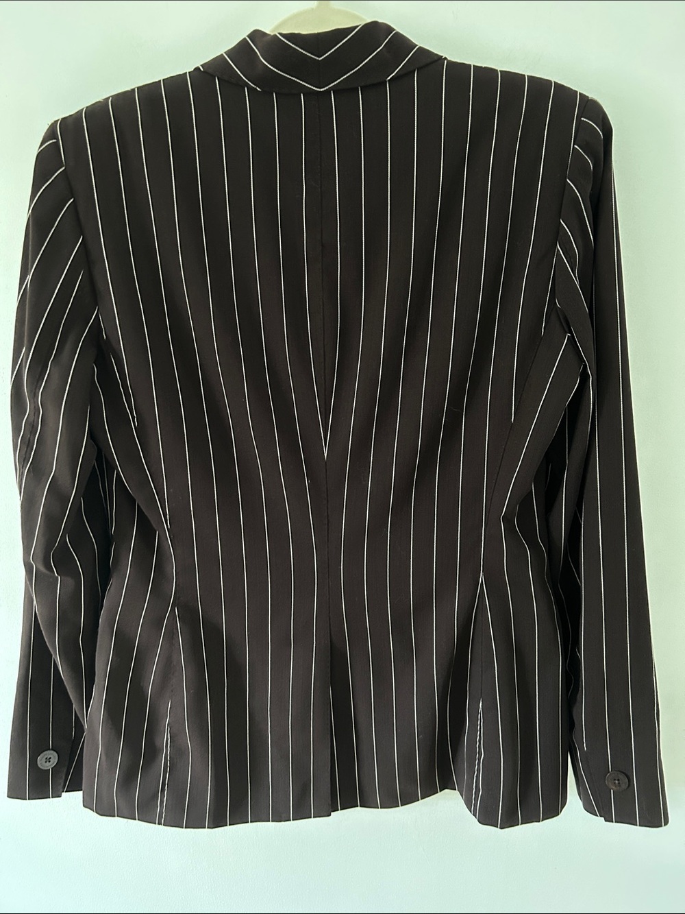 Ralph Lauren Purple Label Brown Pinstripe Blazer Size 8 Wool Tailored Vintage - Picture 8 of 16